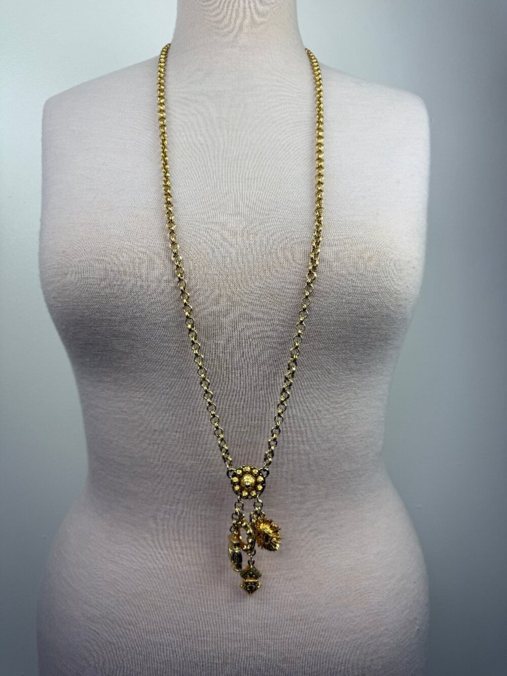 Vintage Unsigned Edouard Rambaud Charm Necklace 42"